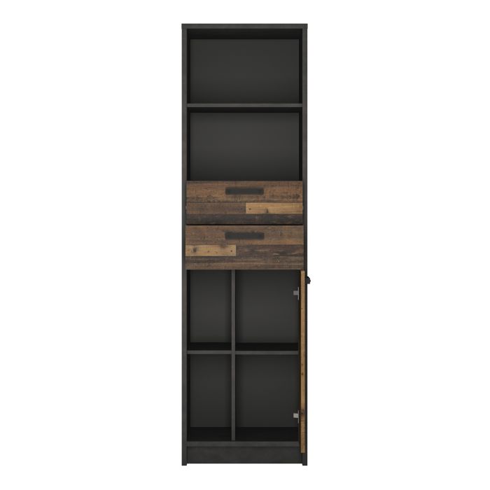 Brooklyn Bookcase in Walnut and Dark Matera Grey - NIXO Furniture.com