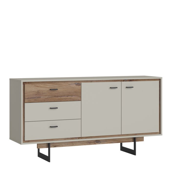 Rivero 2 Door 3 Drawer Sideboard in Grey and Oak - NIXO Furniture.com