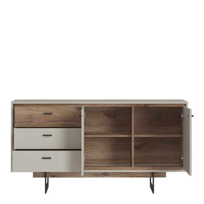 Rivero 2 Door 3 Drawer Sideboard in Grey and Oak - NIXO Furniture.com