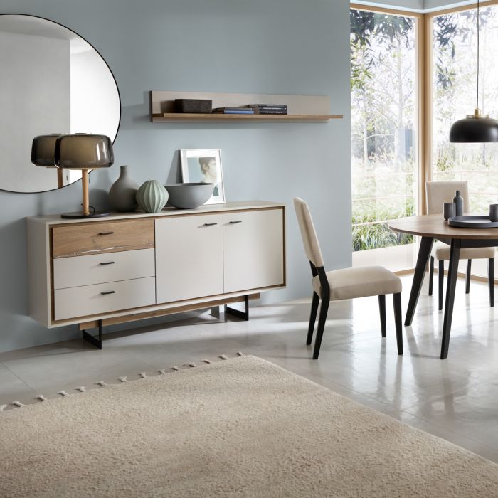 Rivero 2 Door 3 Drawer Sideboard in Grey and Oak - NIXO Furniture.com