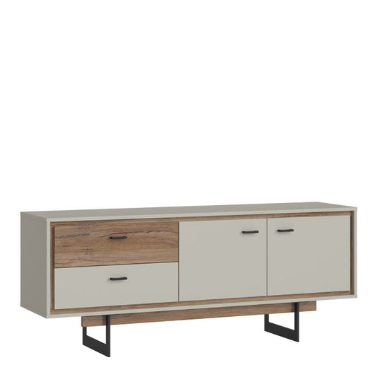 Rivero 2 Door 2 Drawer TV Unit in Grey and Oak - NIXO Furniture.com