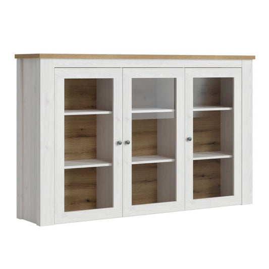 Celesto 3 Door Display Top Unit in White and Oak - NIXO Furniture.com