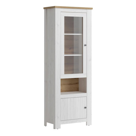 Celesto 2 Door Display Cabinet in White and Oak - NIXO Furniture.com