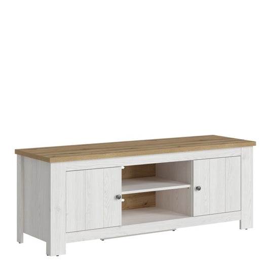 Celesto 2 Door TV Unit in White and Oak - NIXO Furniture.com