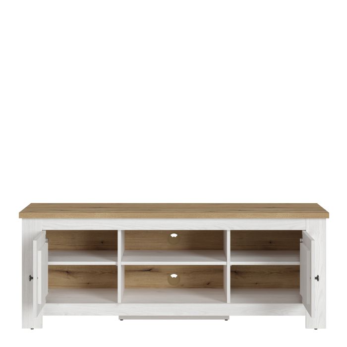 Celesto 2 Door TV Unit in White and Oak - NIXO Furniture.com