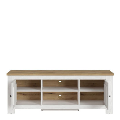 Celesto 2 Door TV Unit in White and Oak - NIXO Furniture.com