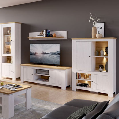 Celesto 2 Door TV Unit in White and Oak - NIXO Furniture.com