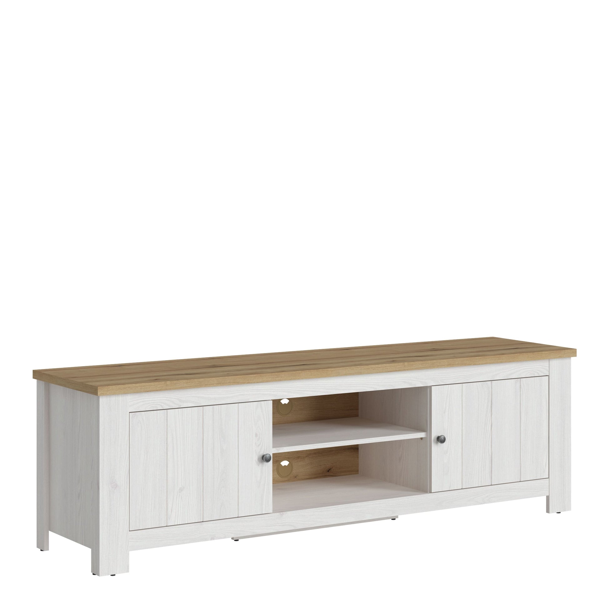 Celesto 2 Door TV Unit in White and Oak - NIXO Furniture.com