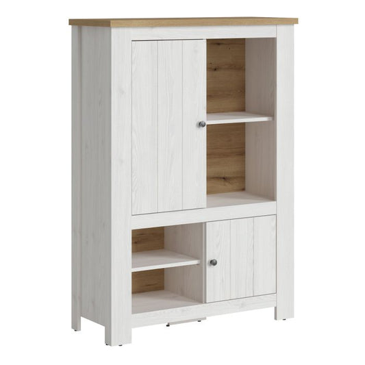 Celesto 2 Door 4 Shelves Cabinet in White and Oak - NIXO Furniture.com