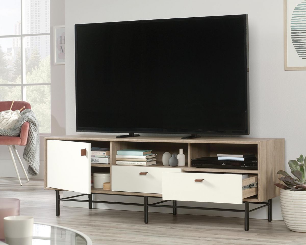 Avon Leather Handled Tv Stand / Credenza - NIXO Furniture.com