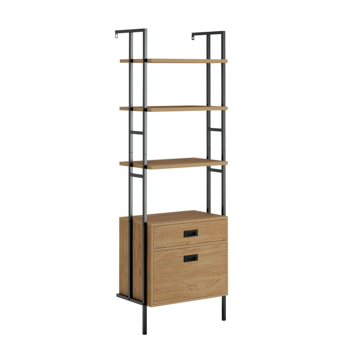 Hythe Wall Mounted 4 Shelf Bookcase With Drawers - NIXO Furniture.com