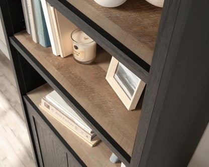 Shaker Style Bookcase With Doors Raven Oak - NIXO Furniture.com