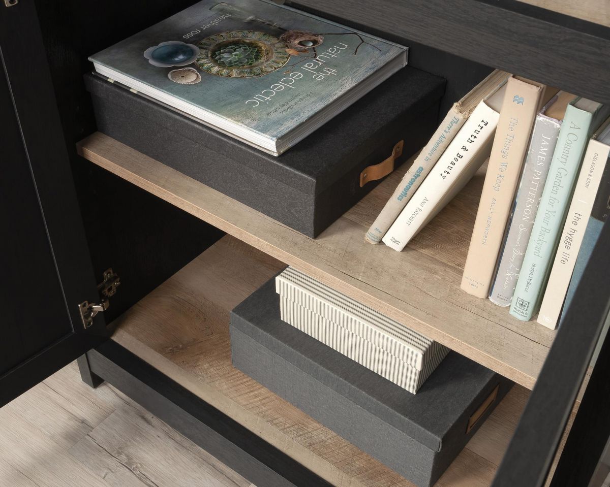 Shaker Style Bookcase With Doors Raven Oak - NIXO Furniture.com