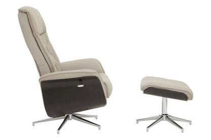 Warrington Leather Effect Recliner And Footstool - NIXO Furniture.com