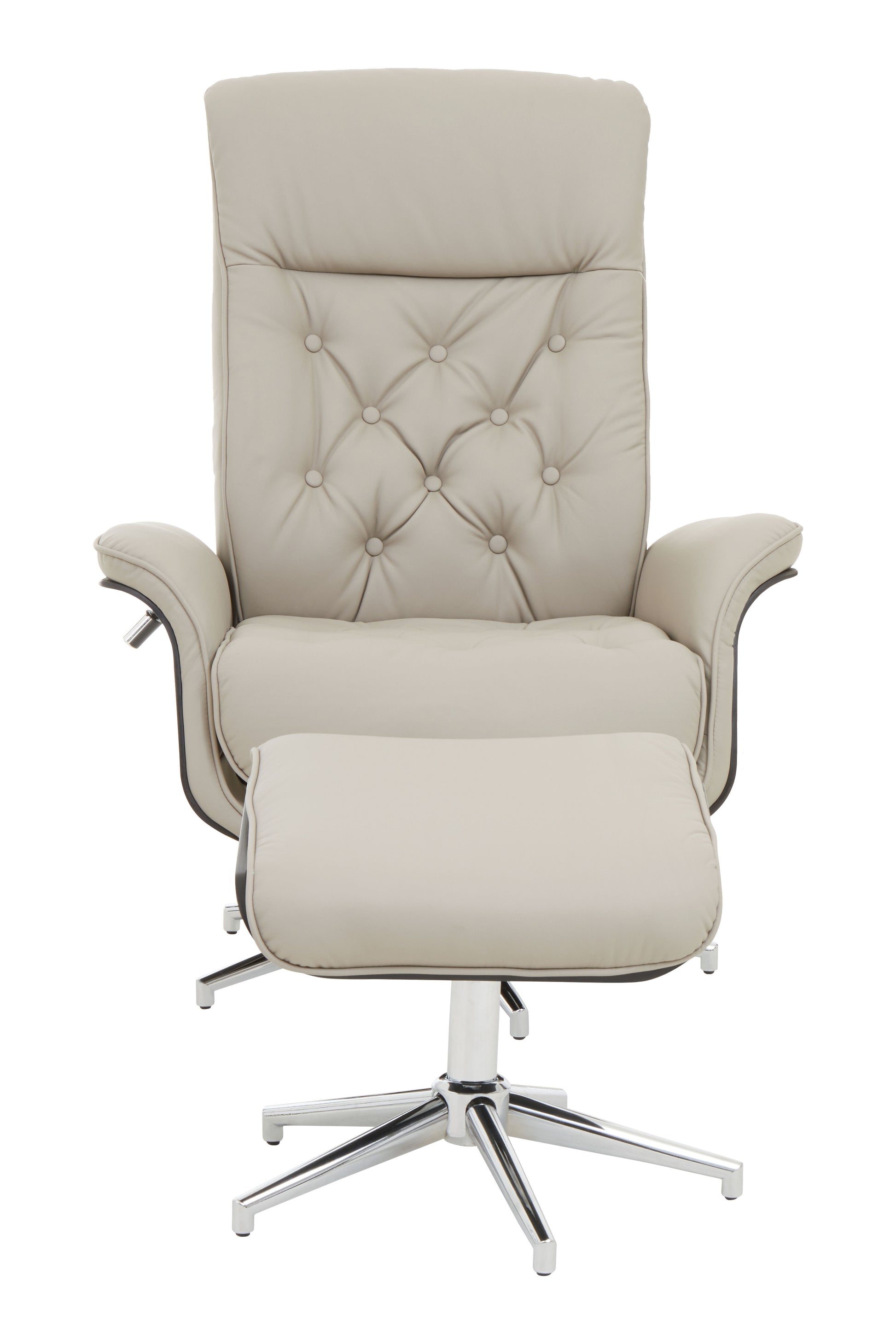 Warrington Leather Effect Recliner And Footstool - NIXO Furniture.com