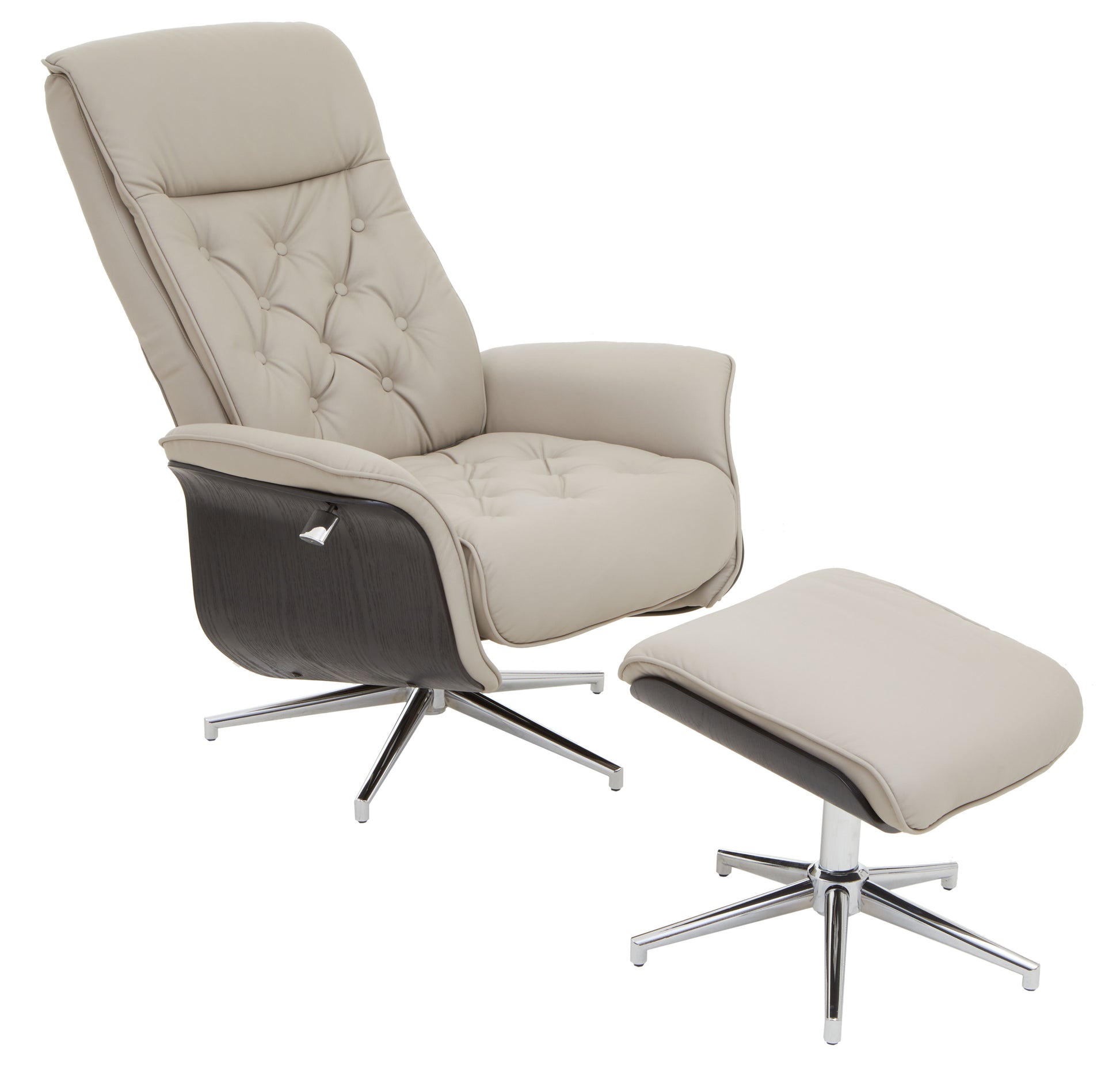 Warrington Leather Effect Recliner And Footstool - NIXO Furniture.com