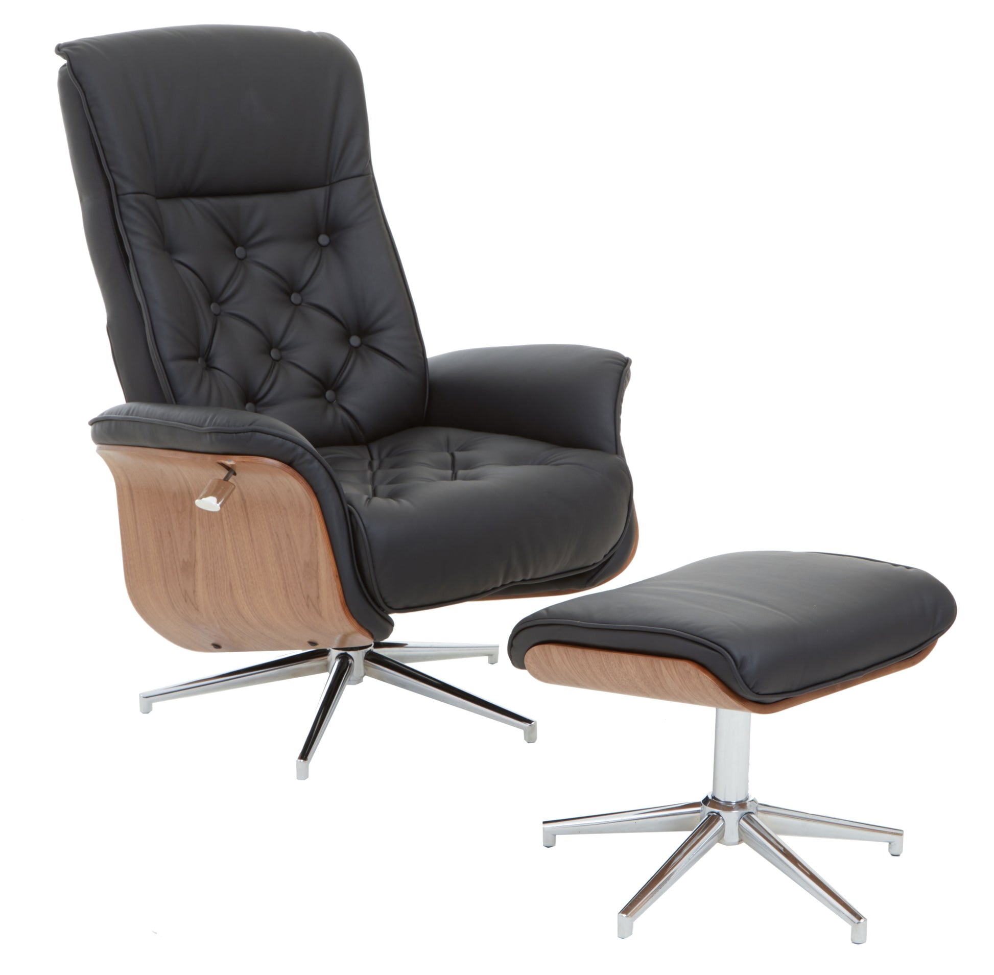 Warrington Leather Effect Recliner And Footstool - NIXO Furniture.com