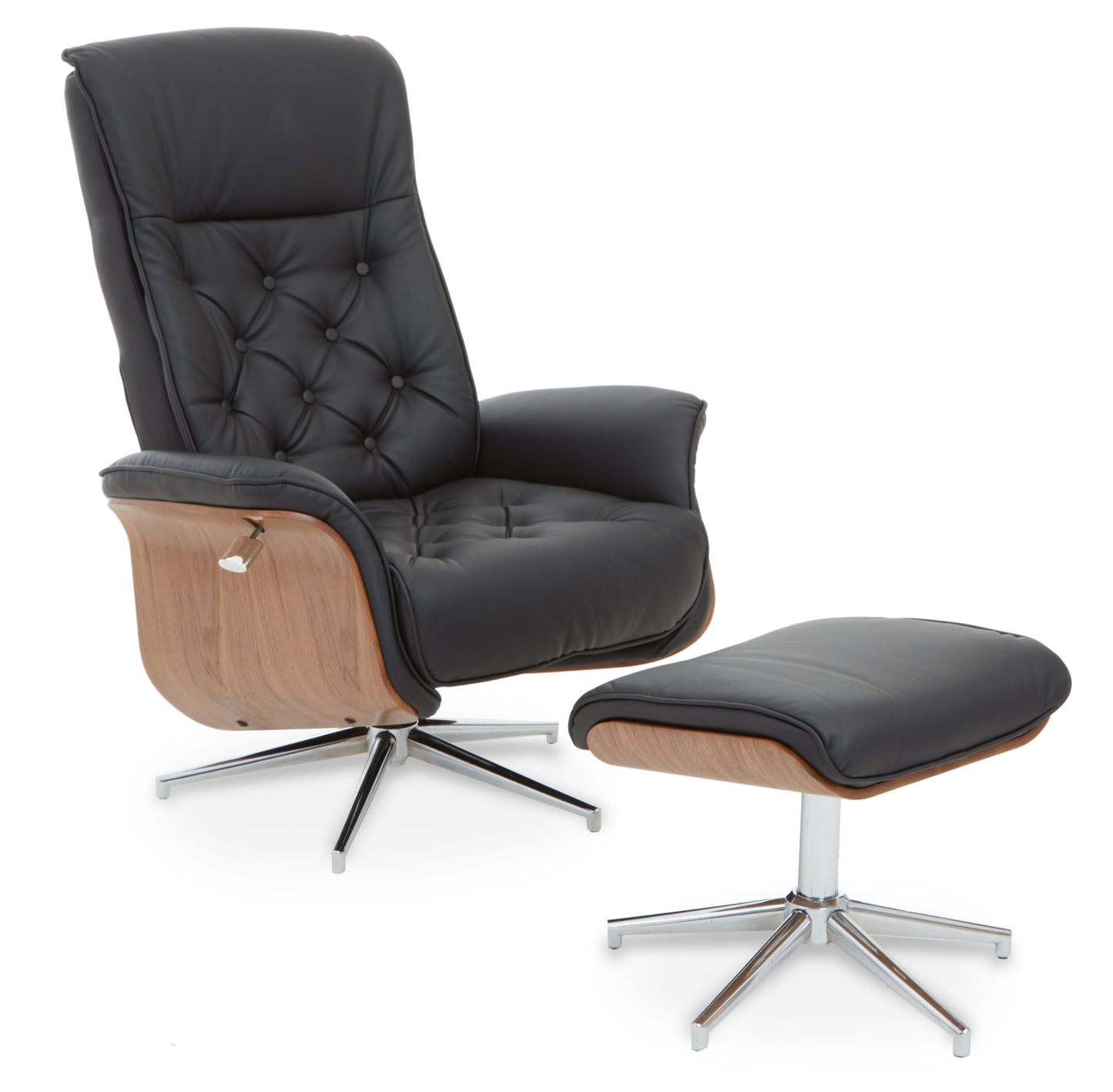 Warrington Leather Effect Recliner And Footstool - NIXO Furniture.com