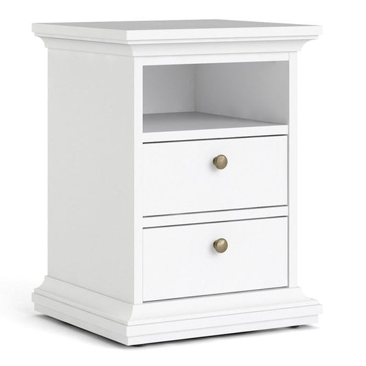 Paris Bedside 2 Drawers in White - NIXO Furniture.com