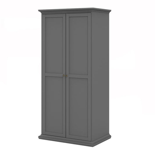 Paris Wardrobe with 2 Doors in Matt Grey - NIXO Furniture.com