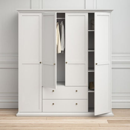 Paris Wardrobe with 4 Doors and 2 Drawers - NIXO Furniture.com