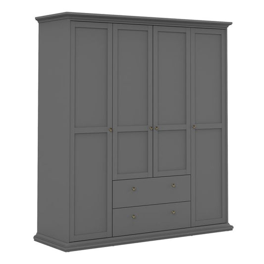 Paris Wardrobe with 4 Doors and 2 Drawers - NIXO Furniture.com