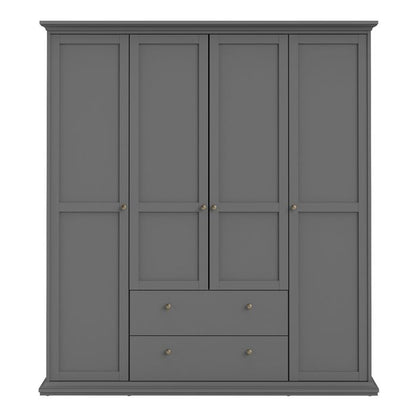 Paris Wardrobe with 4 Doors and 2 Drawers - NIXO Furniture.com