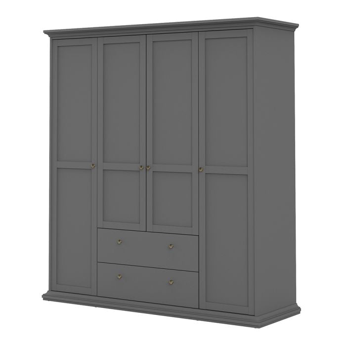 Paris Wardrobe with 4 Doors and 2 Drawers - NIXO Furniture.com