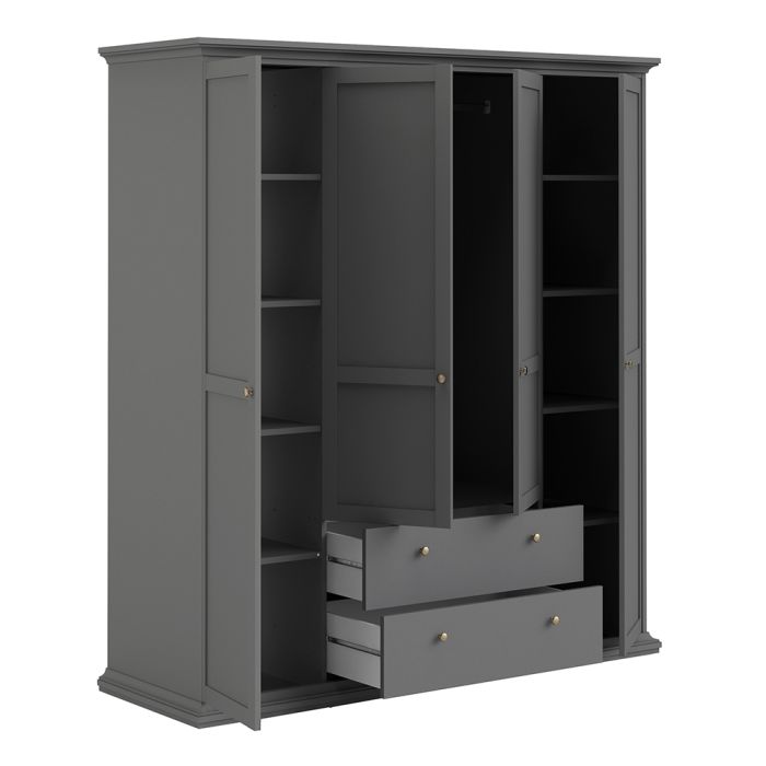 Paris Wardrobe with 4 Doors and 2 Drawers - NIXO Furniture.com