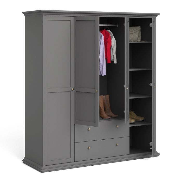 Paris Wardrobe with 4 Doors and 2 Drawers - NIXO Furniture.com