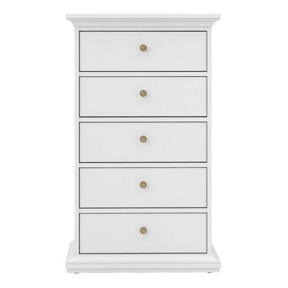 Paris Chest 5 Drawers in White - NIXO Furniture.com