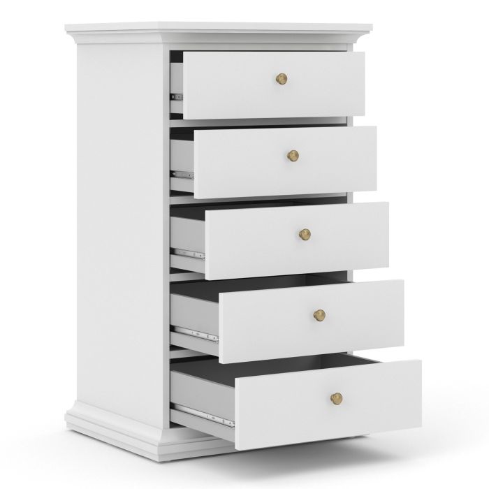 Paris Chest 5 Drawers in White - NIXO Furniture.com