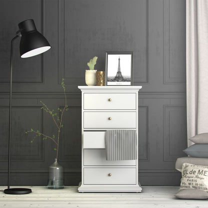 Paris Chest 5 Drawers in White - NIXO Furniture.com