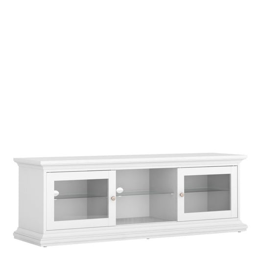 Paris TV Unit Wide 2 Doors 1 Shelf in White - NIXO Furniture.com