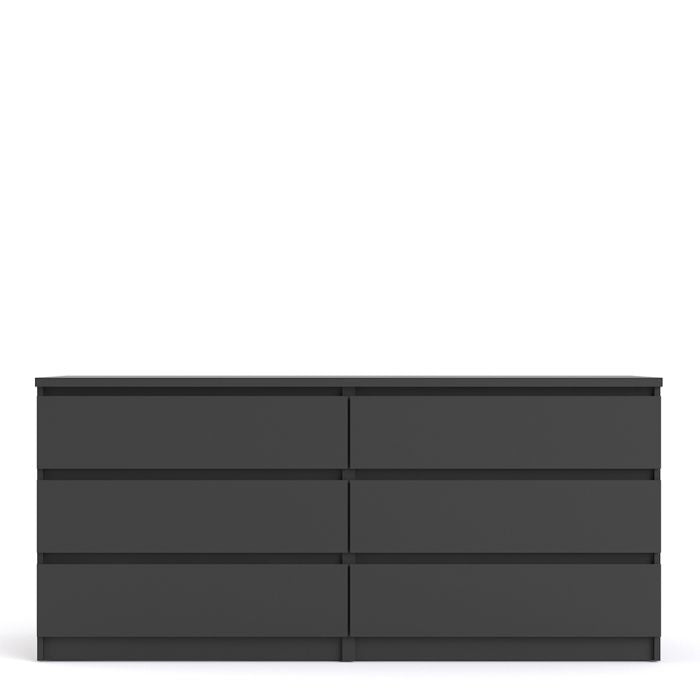 Naia Wide Chest of 6 Drawers (3+3) in Black Matt - NIXO Furniture.com