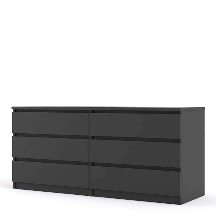 Naia Wide Chest of 6 Drawers (3+3) in Black Matt - NIXO Furniture.com