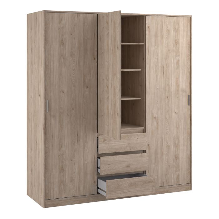 Naia Wardrobe with 2 Sliding Doors 1 Door 3 Drawers - NIXO Furniture.com