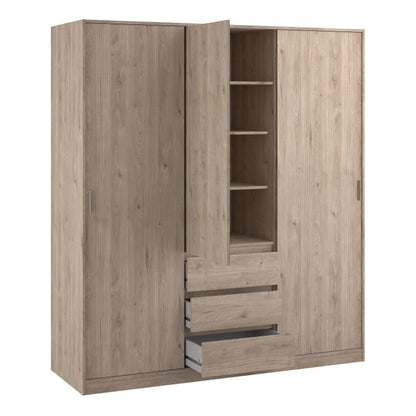 Naia Wardrobe with 2 Sliding Doors 1 Door 3 Drawers - NIXO Furniture.com