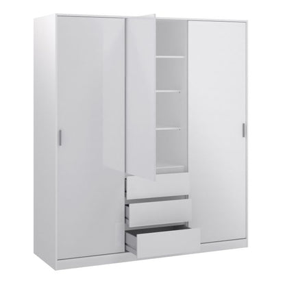 Naia Wardrobe with 2 Sliding Doors 1 Door 3 Drawers - NIXO Furniture.com