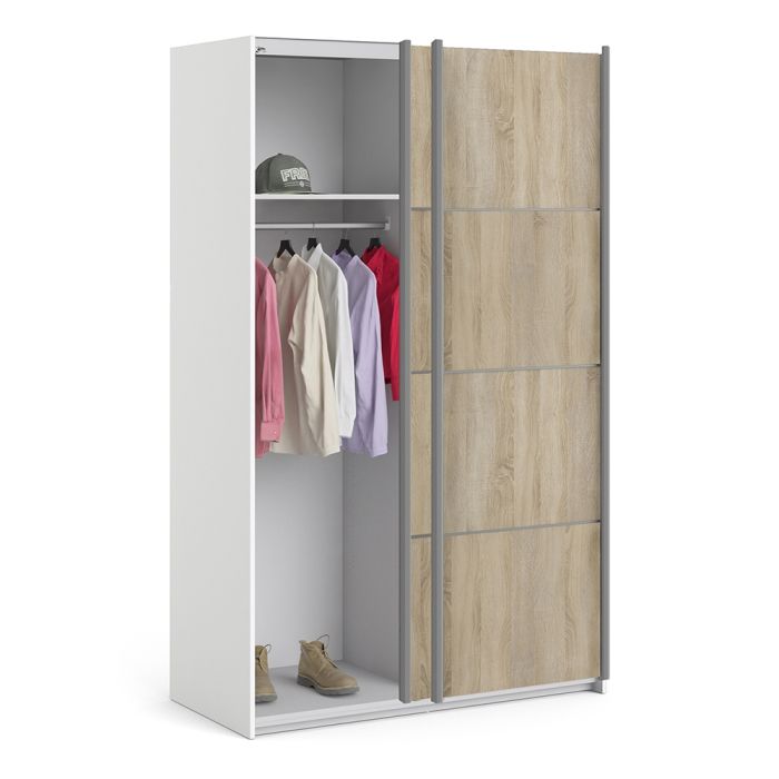 Verona Sliding Wardrobe 120cm with 2 Shelves - NIXO Furniture.com