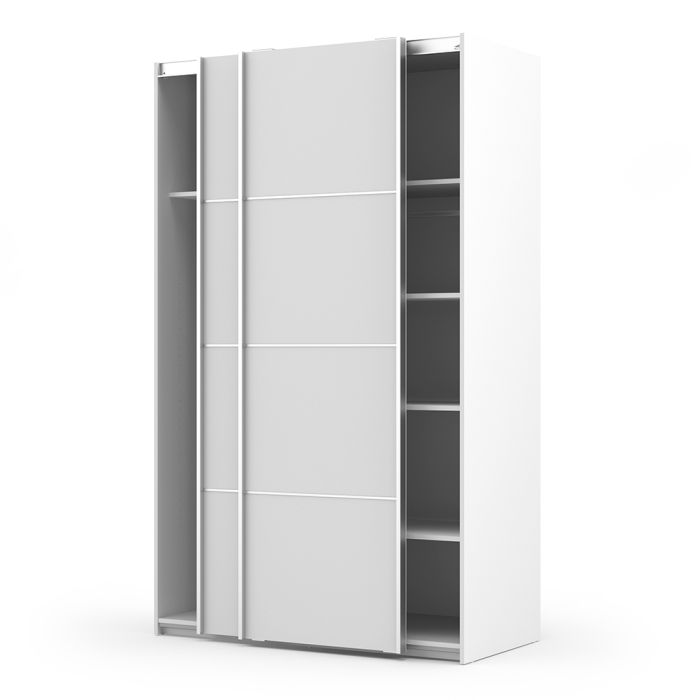 Verona Sliding Wardrobe 120cm with 5 Shelves - NIXO Furniture.com