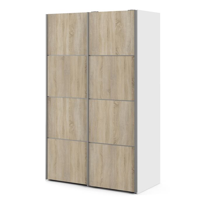 Verona Sliding Wardrobe 120cm with 5 Shelves - NIXO Furniture.com