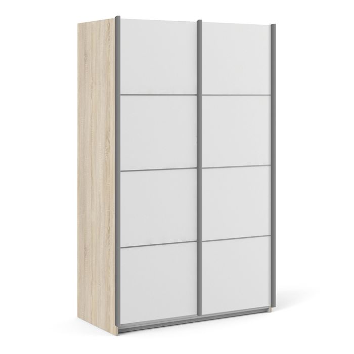 Verona Sliding Wardrobe 120cm with 5 Shelves - NIXO Furniture.com