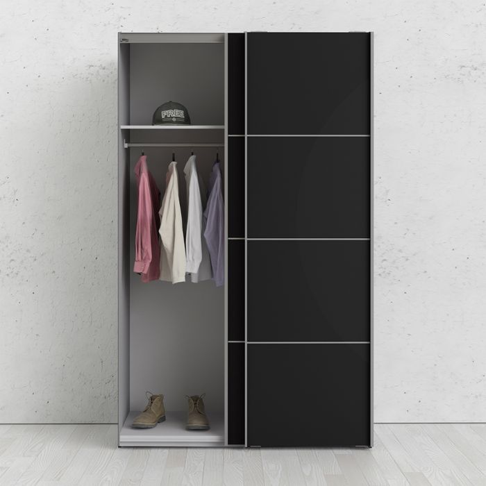 Verona Sliding Wardrobe 120cm with 2 Shelves - NIXO Furniture.com