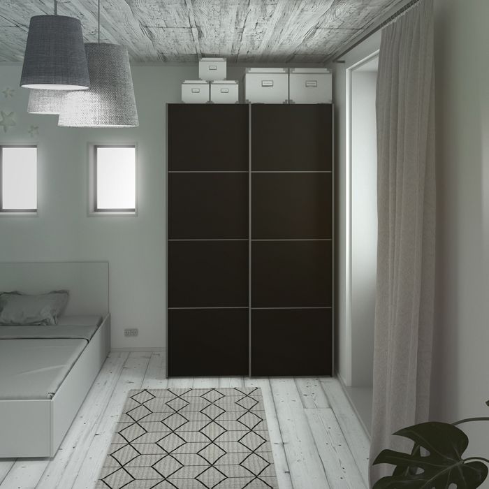 Verona Sliding Wardrobe 120cm with 2 Shelves - NIXO Furniture.com