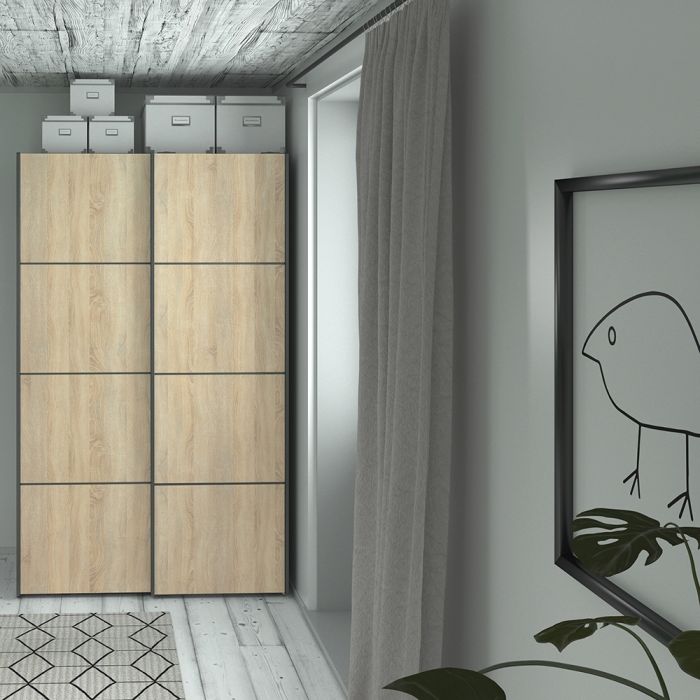 Verona Sliding Wardrobe 120cm with 2 Shelves - NIXO Furniture.com