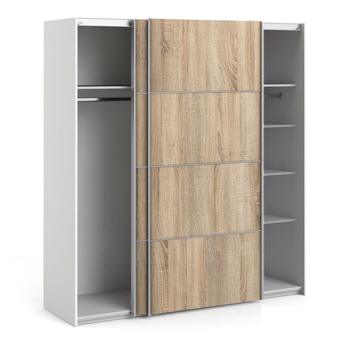 Verona Sliding Wardrobe 180cm with 5 Shelves - NIXO Furniture.com
