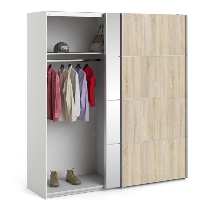 Verona Sliding Wardrobe 180cm with 2 Shelves - NIXO Furniture.com