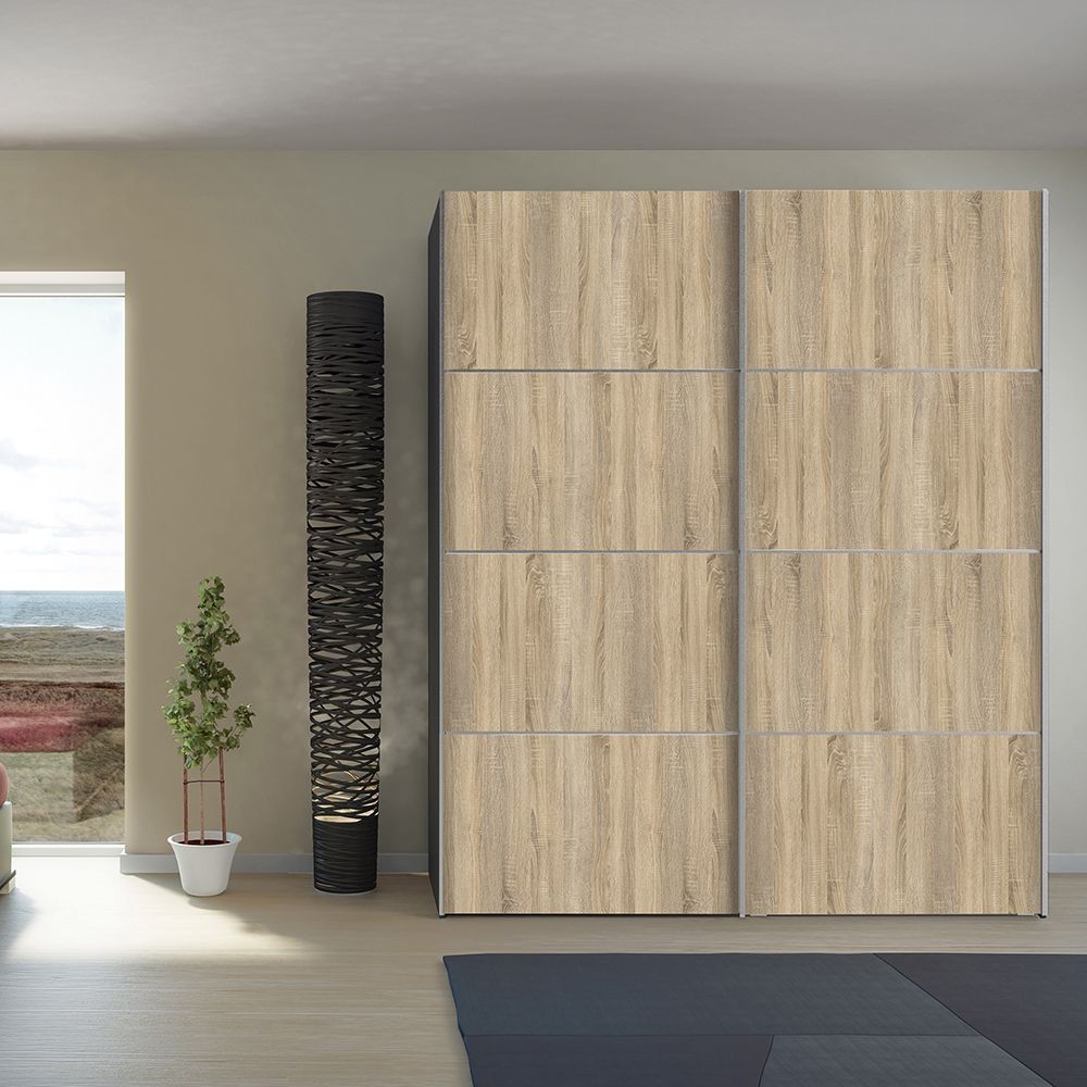 Verona Sliding Wardrobe 180cm with 2 Shelves - NIXO Furniture.com