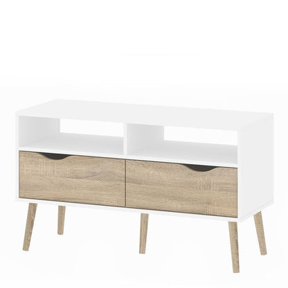 Oslo TV Unit 2 Drawers in White and Oak - NIXO Furniture.com